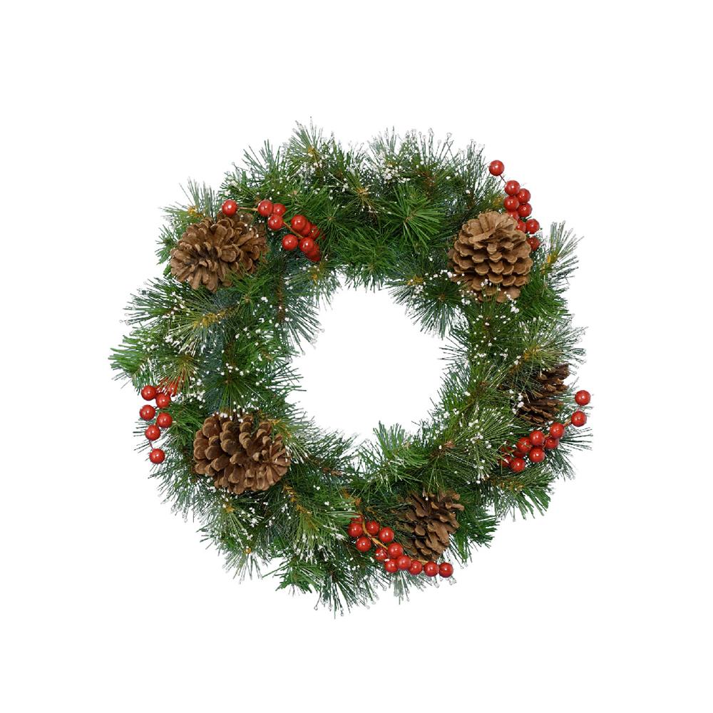 Snowy Wreath with Berries-Pinecones