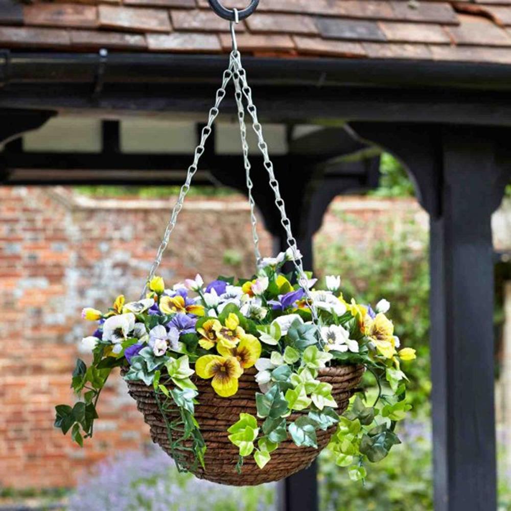 30cm Artificial Easy Basket - Pansy