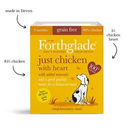 Forthglade Just chicken with heart natural wet dog food (395g)
