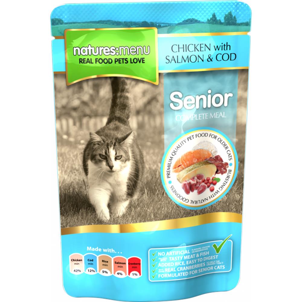 Senior - Salmon & Cod Cat Pouch 100G - Cat Food - Polhill Garden Centre