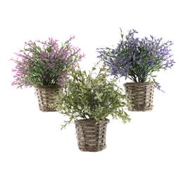 plastic plant in basket 3 colour assortment