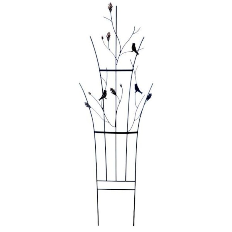 Curved Leaf & Bird Trellis - Black with Brushed Bronze Accents SAVE £10