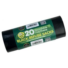 Refuse Sacks Black 55ltr (20 Per Roll)