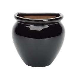 Black Glazed Jar Wall Pot 29cm