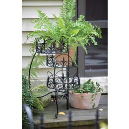 3-Tier Folding Finial Plant Stand - Black SAVE £5