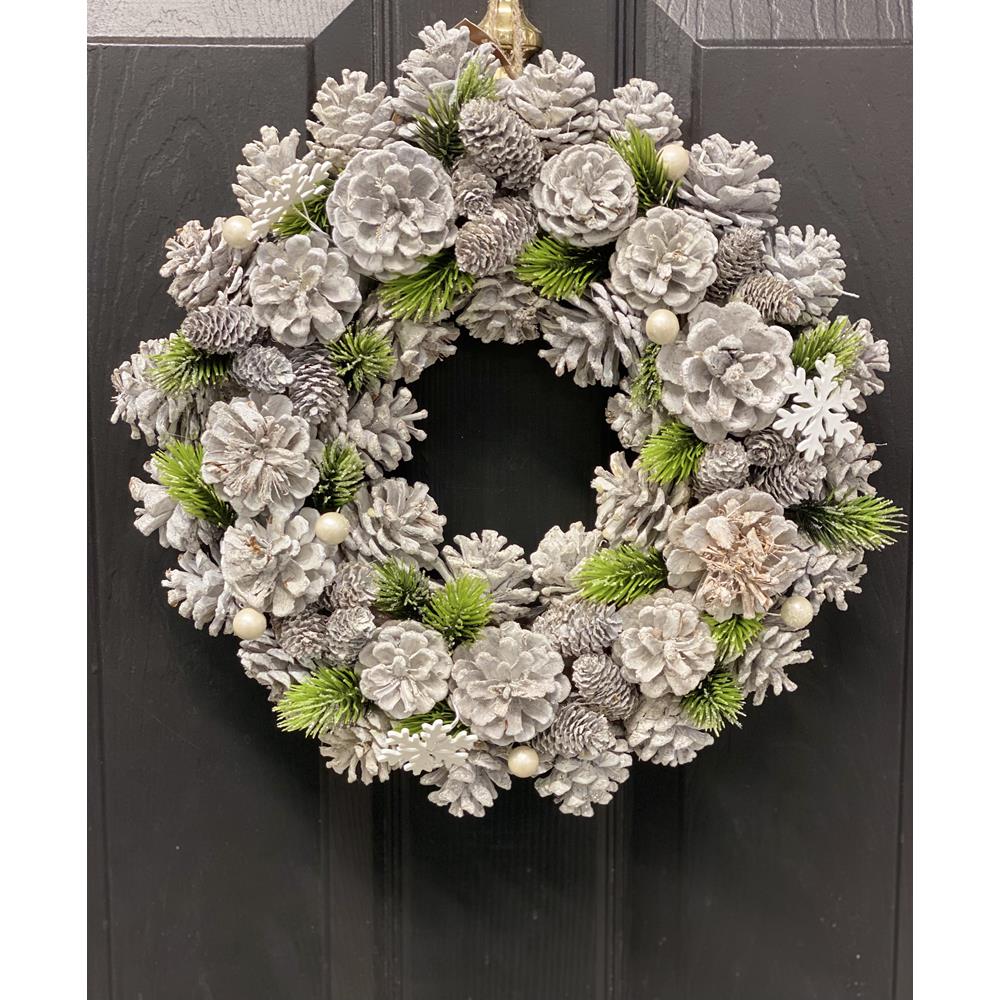 Wreath Pinecone Pearl  35cm