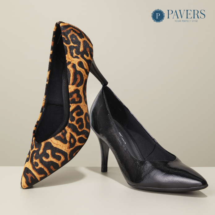 pavers black court shoes